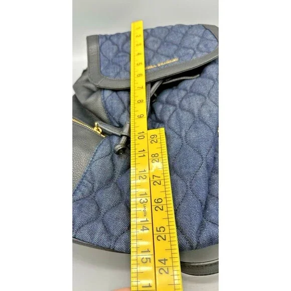 VERA BRADLEY Genuine Black Leather & Navy Denim Backpack - Perfect Condition - Picture 10 of 14